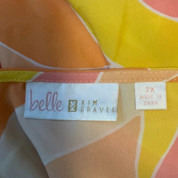 Belle Kim Gravel Aloha Poncho Sunshine Waves Orange Pink 2X - Picture 5 of 7